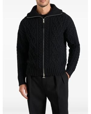Manière De Voir Cardigan Amael En Maille Torsadée De Laine Mélangée Noire - Black