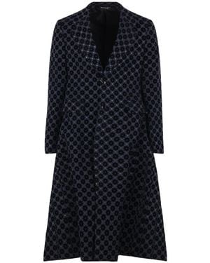 Comme des Garçons Geometric-Pattern Single-Breasted Coat - Blue