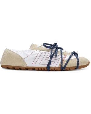 Balmain Baskets Racer 45 En Nylon Et Daim - Blanc