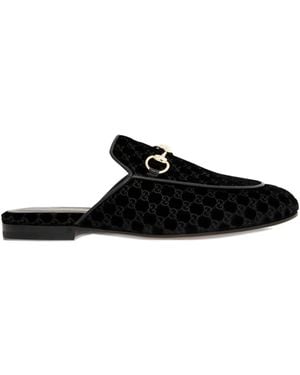 Gucci Horsebit Velvet Mules - Black