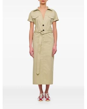 Halfboy Button-Up Belted Midi Dress - Natural