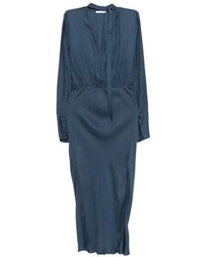 Patrizia Pepe Draping Fluid Midi Dress - Blue