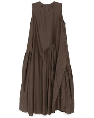 JNBY Pleated Asymmetric-Hem Dress - Brown