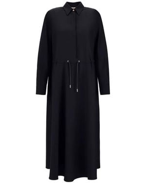 Herno Drawstring-Waist Gabardine Maxi Dress - Black
