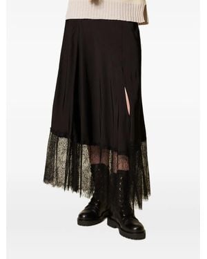Twinset Lace-Trimmed Maxi Skirt - Black