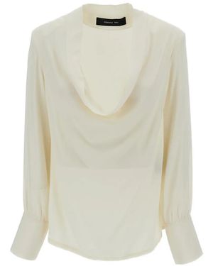 FEDERICA TOSI Cowl-Neck Long-Sleeve Blouse - White