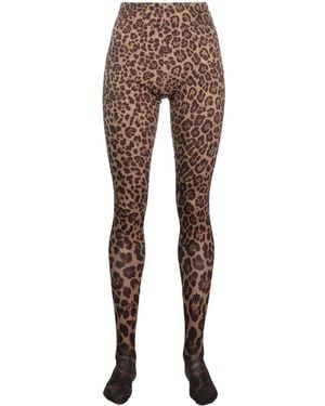 Valentino Garavani Collants À Imprimé Léopard - Marron