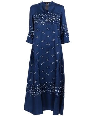 Le Sarte Pettegole Bandana-Print Silk Dress - Blue