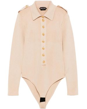Tom Ford Ribbed-Knit Bodysuit - Natural
