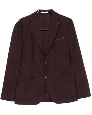 Eleventy Single-Breasted Notched-Lapels Blazer - Purple