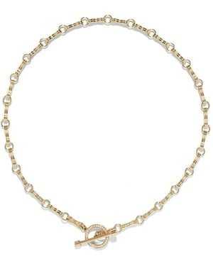 Azlee Diamond Double Link Necklace - Metallic