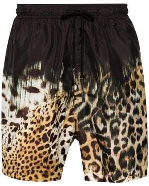 Roberto Cavalli Leoparden-Badeshorts Mit Tiger Tooth-Detail - Schwarz