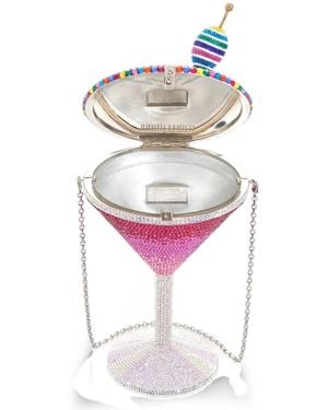 Judith Leiber Crystal-Embellished Martini-Glass Clutch Bag - White