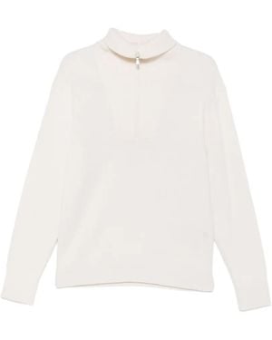 Eleventy Zip Wool Jumper - White