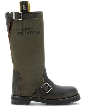 Fendi Commando Leather Boots - Green
