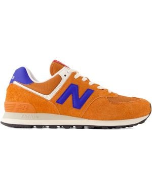 New Balance 574 Suede Logo Trainers - Orange