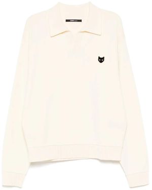 ZZERO BY SONGZIO Emblem Open-Collar Sweater - Natural