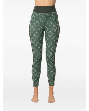 Kari Traa Iselin Snowflake-Print Base-Layer Leggings - Green