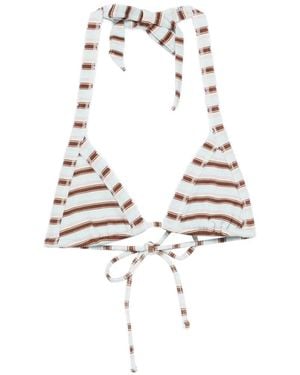 Frankie's Bikinis Taite Thermal Striped Bikini Top - White