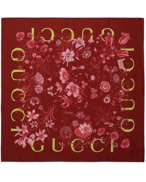 Gucci Floral-Print Scarf - Rood