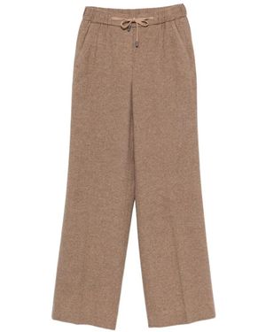 Peserico Drawstring Wide-Leg Pants - Natural