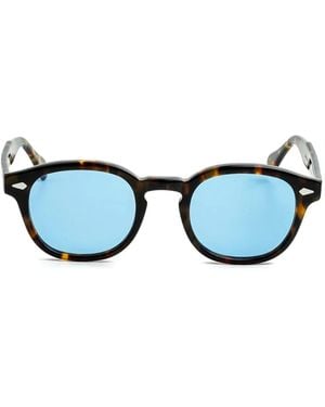 Moscot Runde Lemtosh Sonnenbrille in Schildpattoptik - Blau