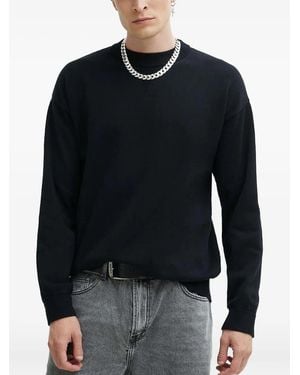 HUGO Ribbed Crew Neck Knitwear - Blue