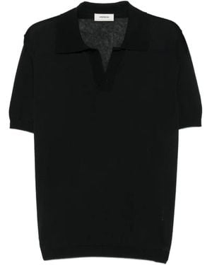 A PAPER KID Open-Collar T-Shirt - Black