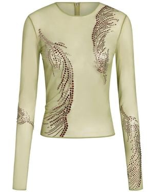 16Arlington Darwin Mesh Embellished Top - Brown