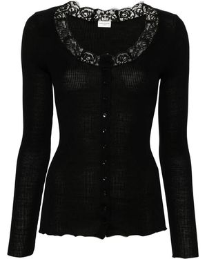Saint Laurent レースディテール カーディガン - ブラック