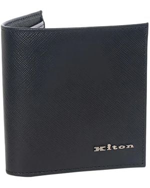 Kiton Logo-Plaque Leather Wallet - Blue