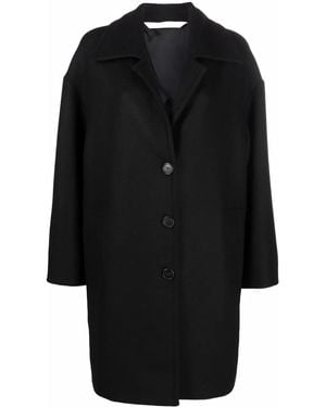 Palm Angels Abrigo Oversize Con Logo Estampado - Negro