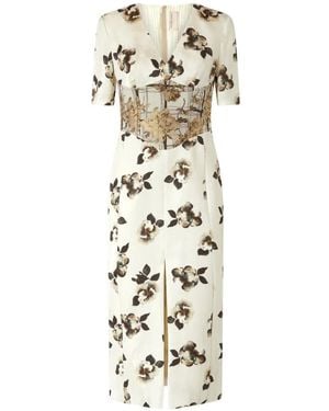 Antonio Marras Floral V-Neck Midi Dress - White