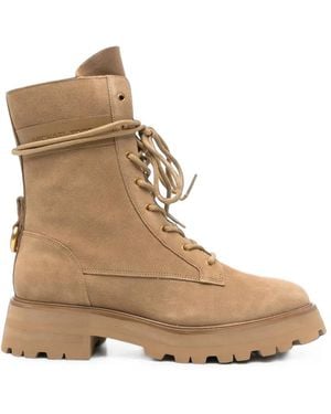 Michael Kors Lace-Up Suede Boots - Natural