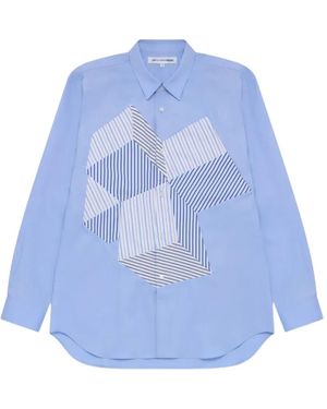 Comme des Garçons Striped-Detail Shirt - Blue