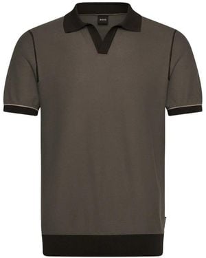 BOSS H-Narciso Open-Collar T-Shirt - Grey