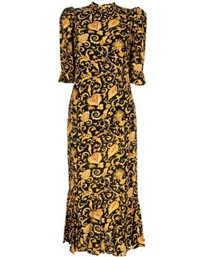 RHODE Robe Mi-Longue Felixà Imprimé Baroque - Métallisé