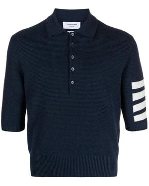 Thom Browne Polo En Maille À Rayures - Blue