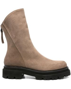 Thea Mika Zip-Detail Calf Suede Boots - Brown