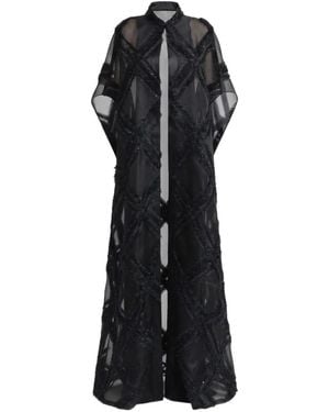 Gemy Maalouf Open Floor-Length Maxi Kaftan - Black
