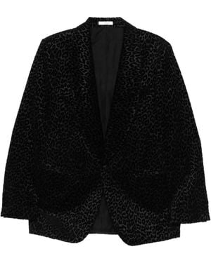 Fursac Pattern Animal Cotton Blazer - Black
