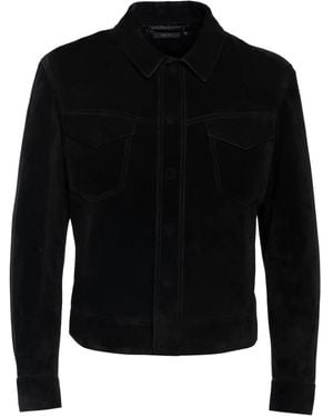 Tom Ford Chest-Pocket Leather Shirt - Black