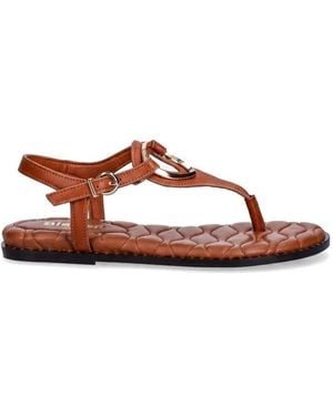 Blauer Ashley Leather Flat Sandals - Brown