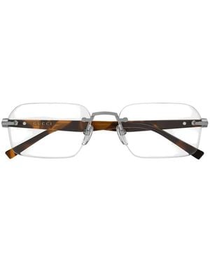 Gucci Rahmenlose Brille Mit Eckigen Gläsern - Mettallic