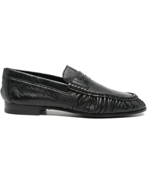 Tagliatore Mocassins En Cuir À Fronces - Black