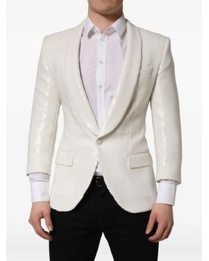Dolce & Gabbana Sequin-Embellished Single-Breasted Blazer - White