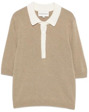 Bompard Two-Tone Cashmere Polo Top - Natural