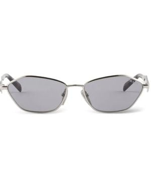 Prada Irregular Metal Frame With Logo Sunglasses - White
