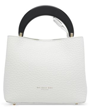 MY BEST BAG Mini Pebbled-Leather Tote Bag - White