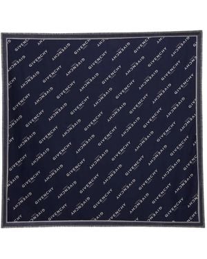 Givenchy Monogram Fringed Scarf - Blue